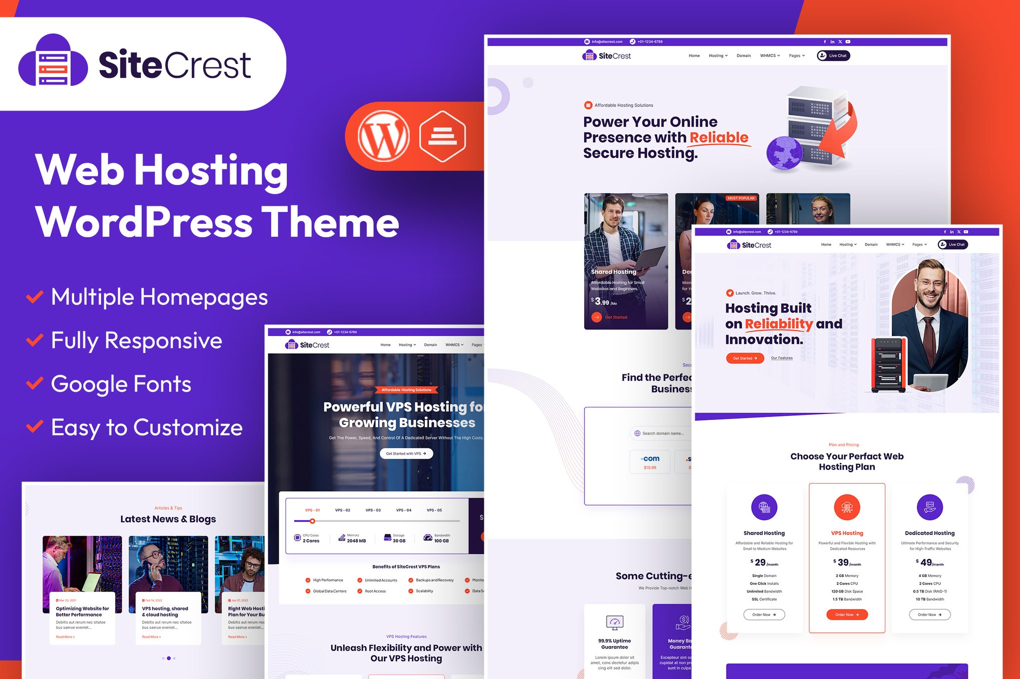 SiteCrest | Web Hosting WordPress & WHMCS Theme