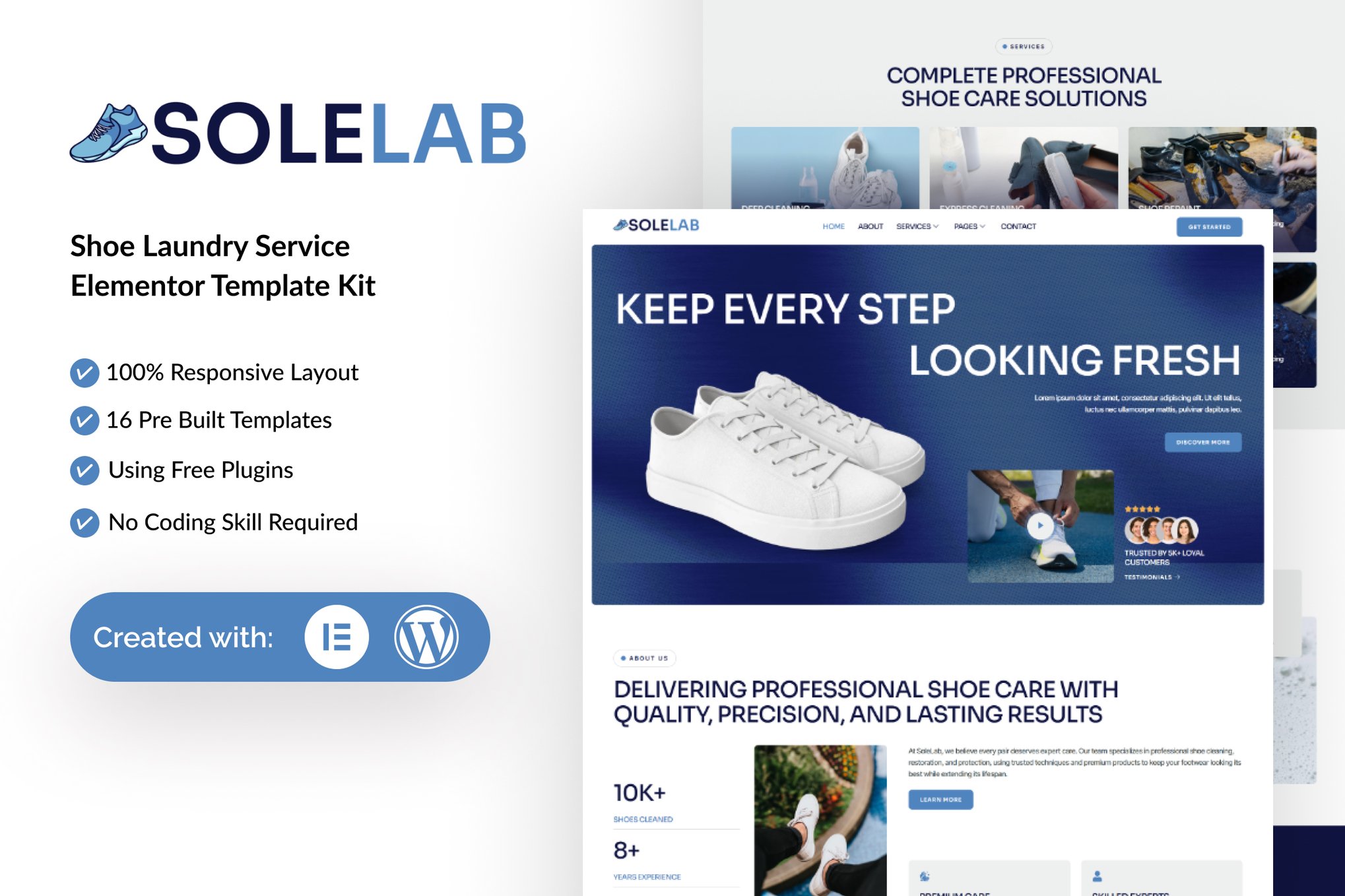 Solelab – Shoe Laundry Service Elementor Template Kit