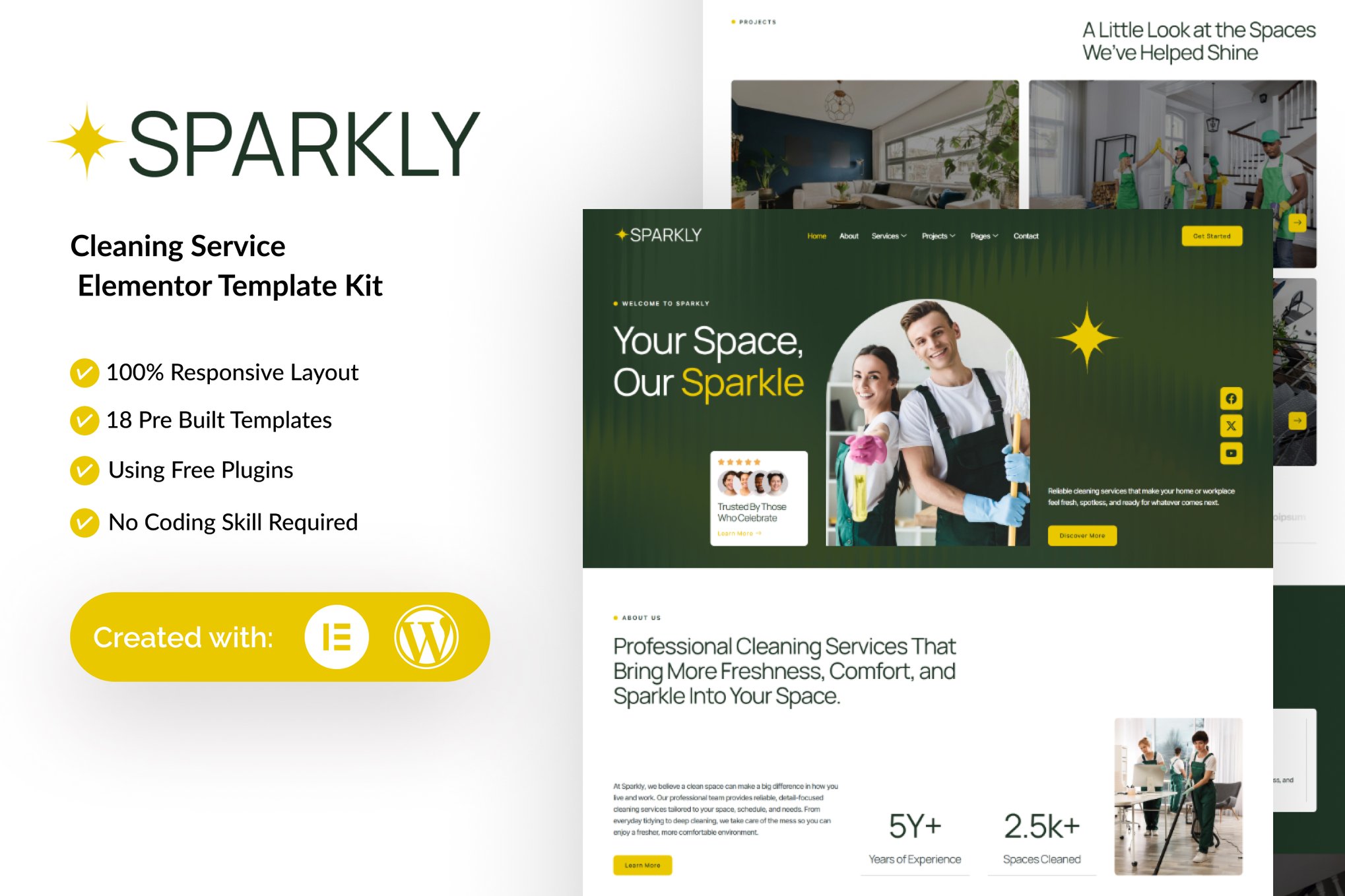 Sparkly – Cleaning Service Elementor Template Kit