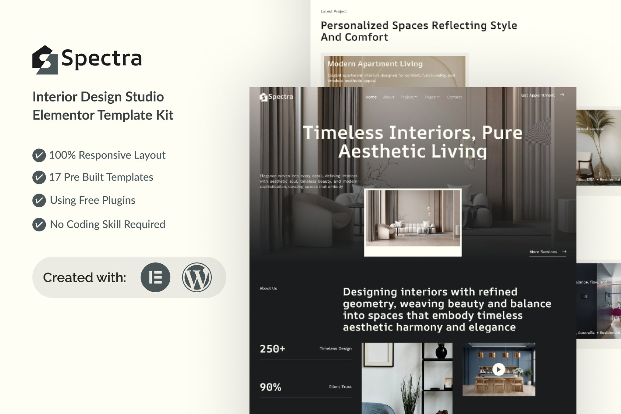 Spectra – Interior Design Studio Elementor Template Kit