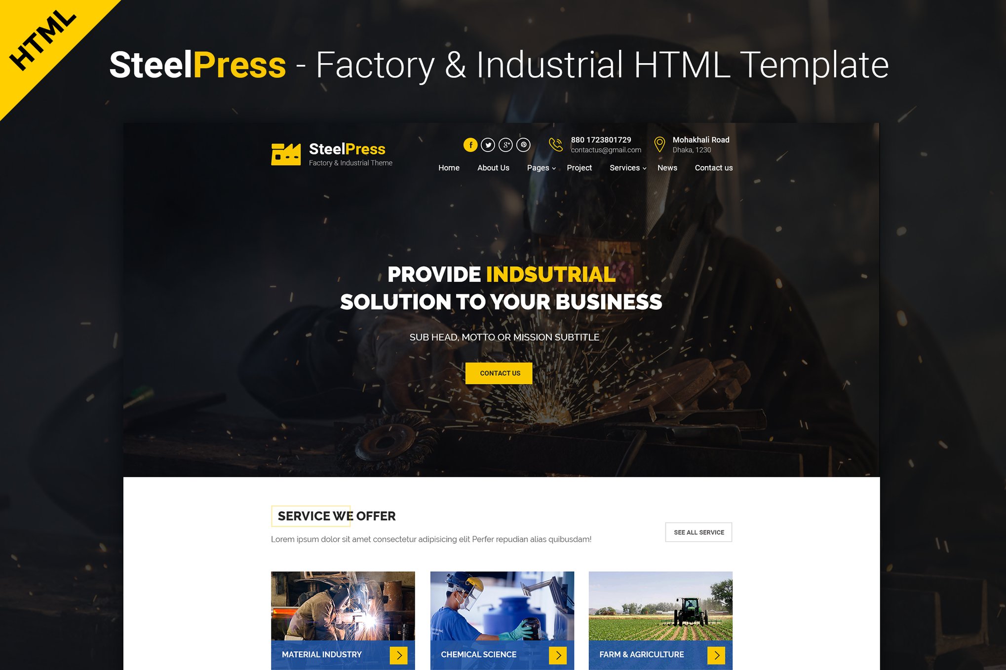 SteelPress – Industrial & Factory HTML Template