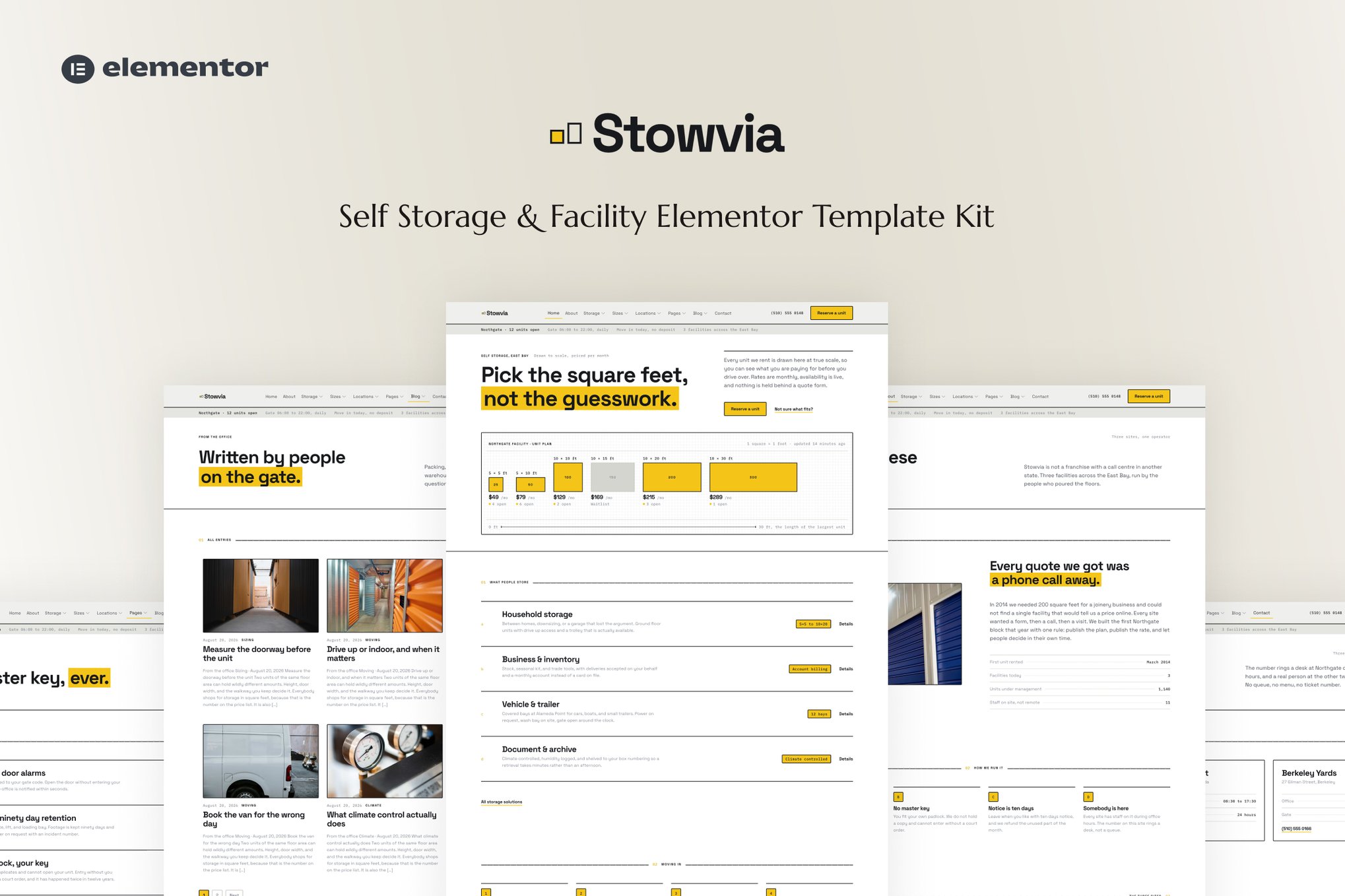 Stowvia – Self Storage & Facility Elementor Template Kit