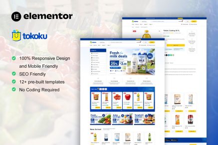 Tokoku – Grocery Store Food Elementor Pro Template Kit
