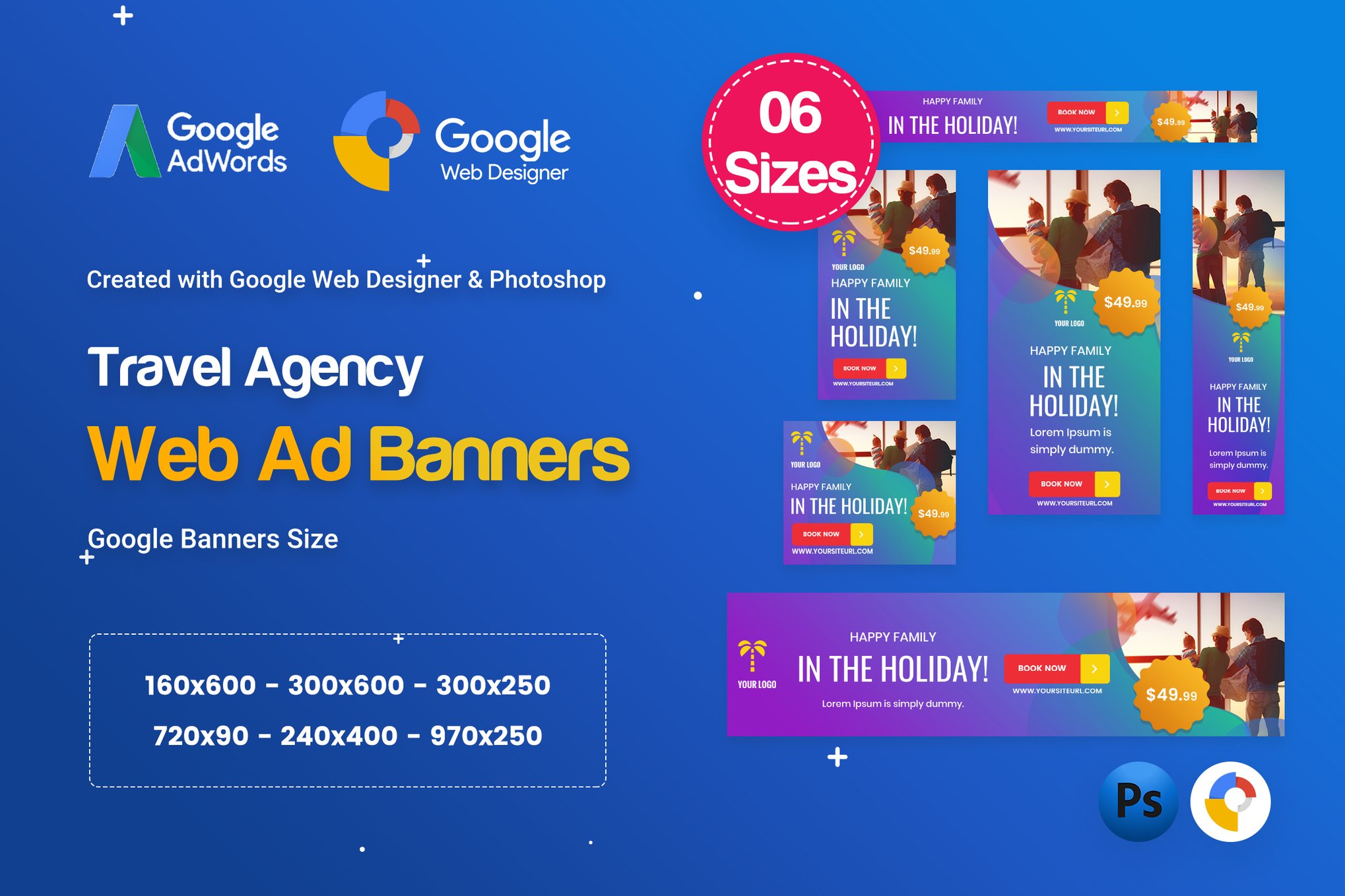 Travel Agency Banners Ad D57 – GWD & PSD