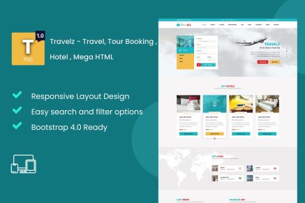 Travelz – Travel, Tour Booking , Hotel , Mega HTML
