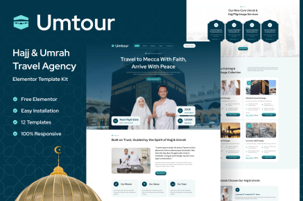 Umtour – Hajj & Umrah Travel Agency Elementor Template Kit