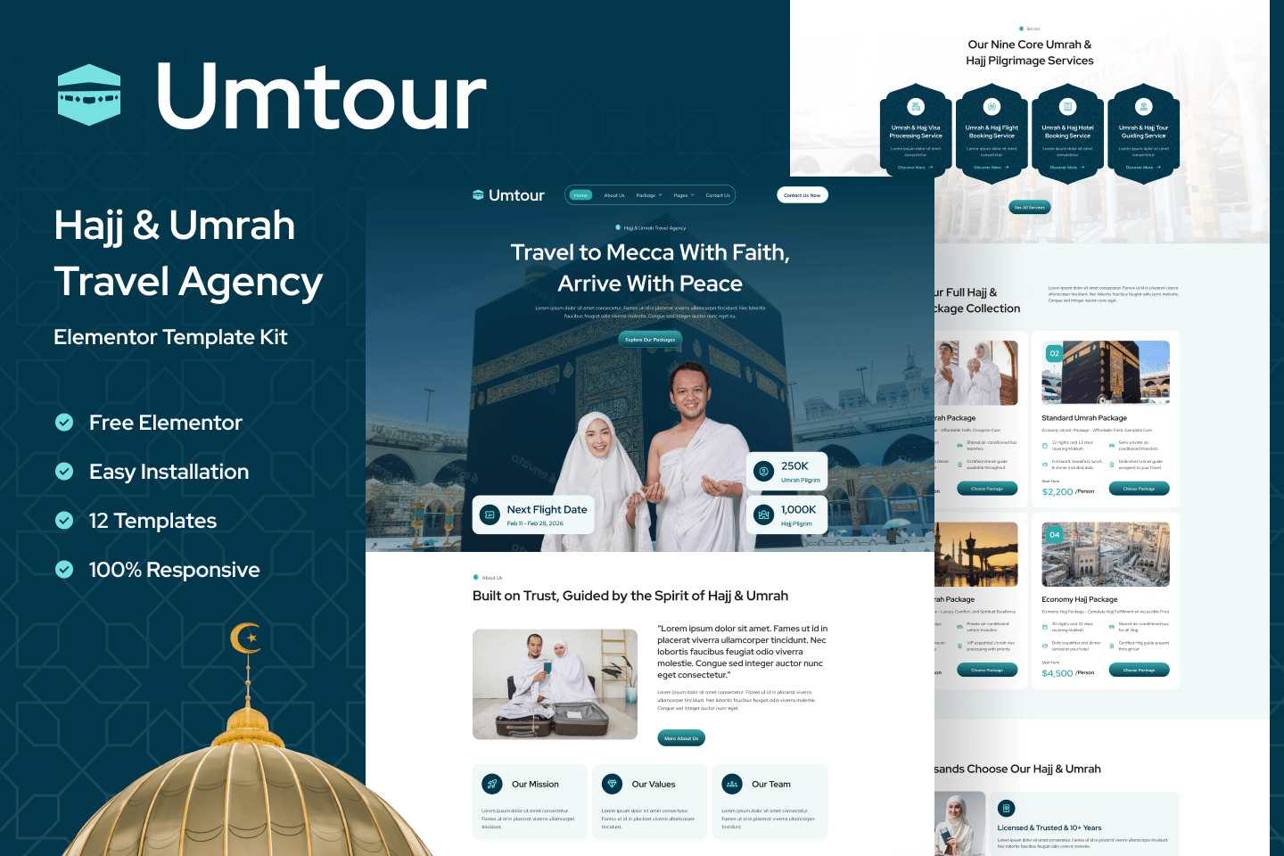 Umtour – Hajj & Umrah Travel Agency Elementor Template Kit