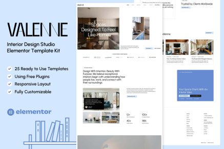 Valenne — Interior Design Studio Elementor Template Kit