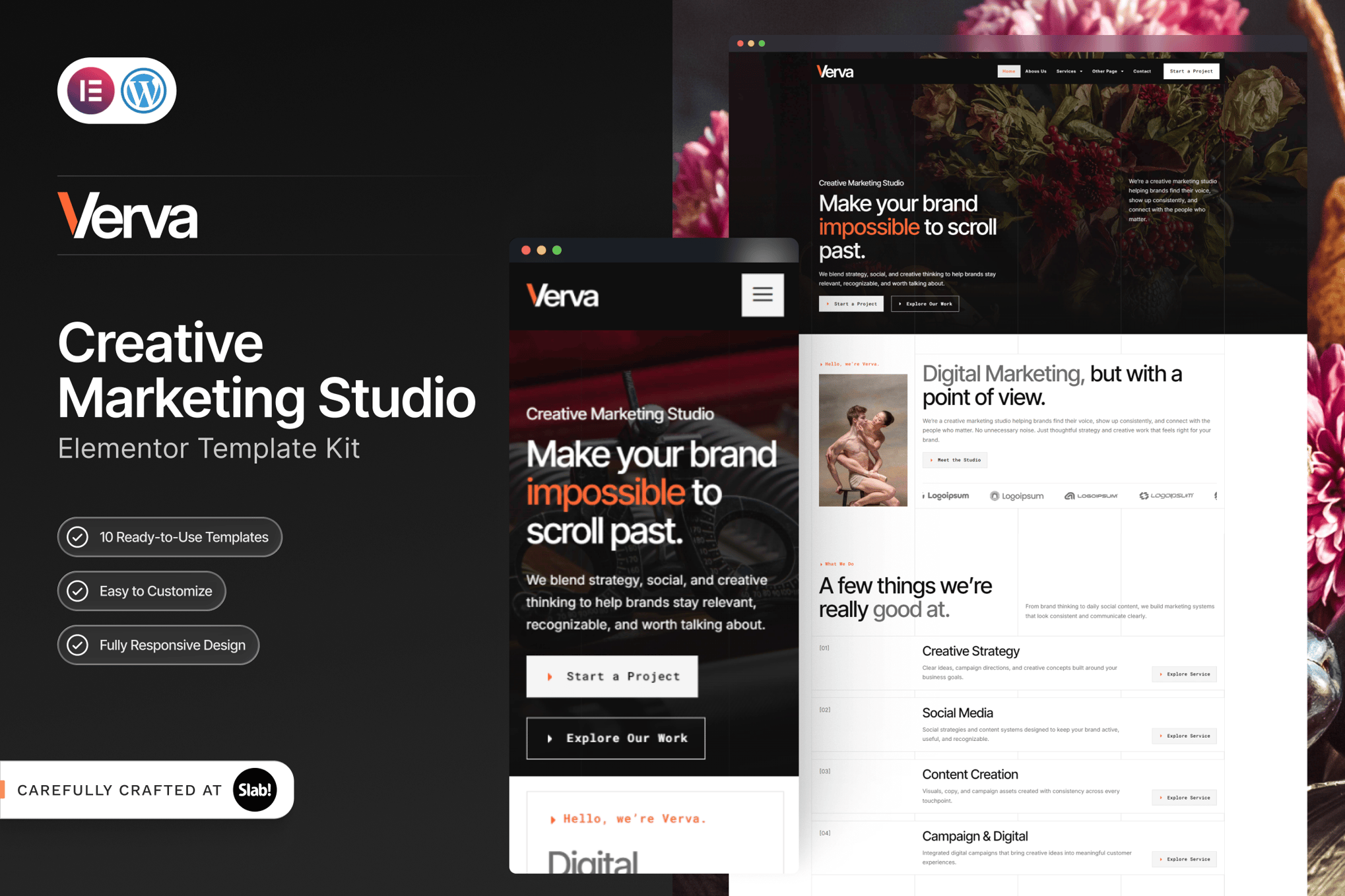 Verva – Creative & Design Elementor Template Kit