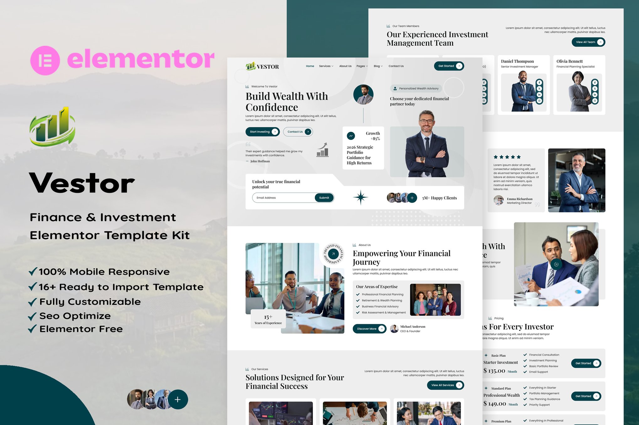 Vestor – Finance & Investment Manager Elementor Template Kit