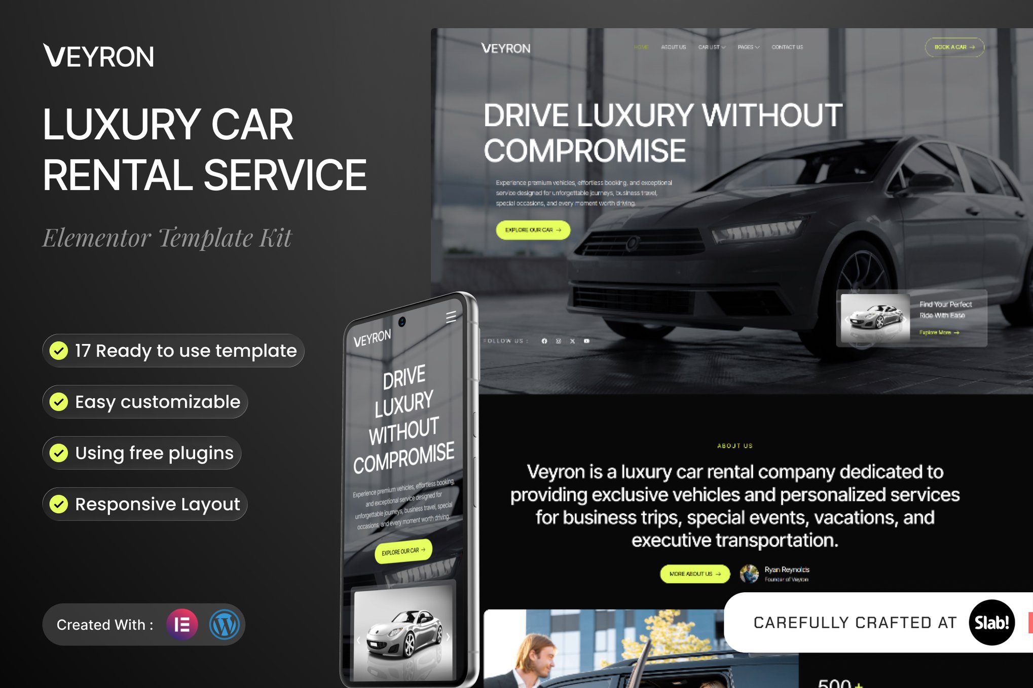 Veyron – Luxury Car Rental Service Elementor Template Kit