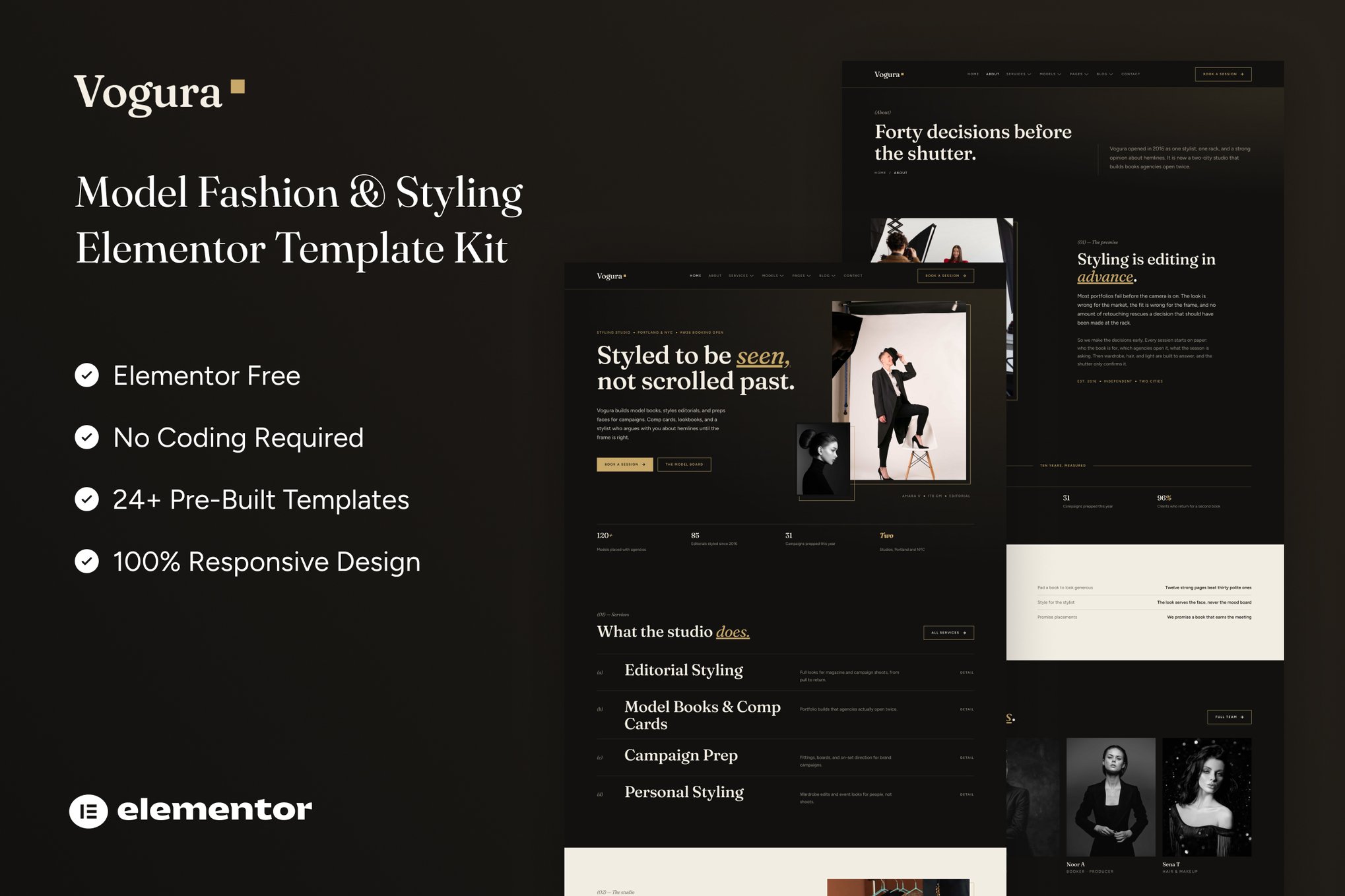 Vogura – Model Fashion & Styling Elementor Template Kit