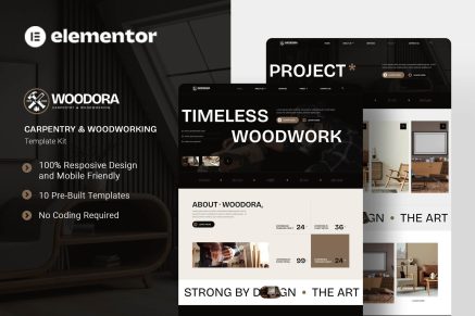 Woodora – Carpentry & Woodworking Elementor Template Kit