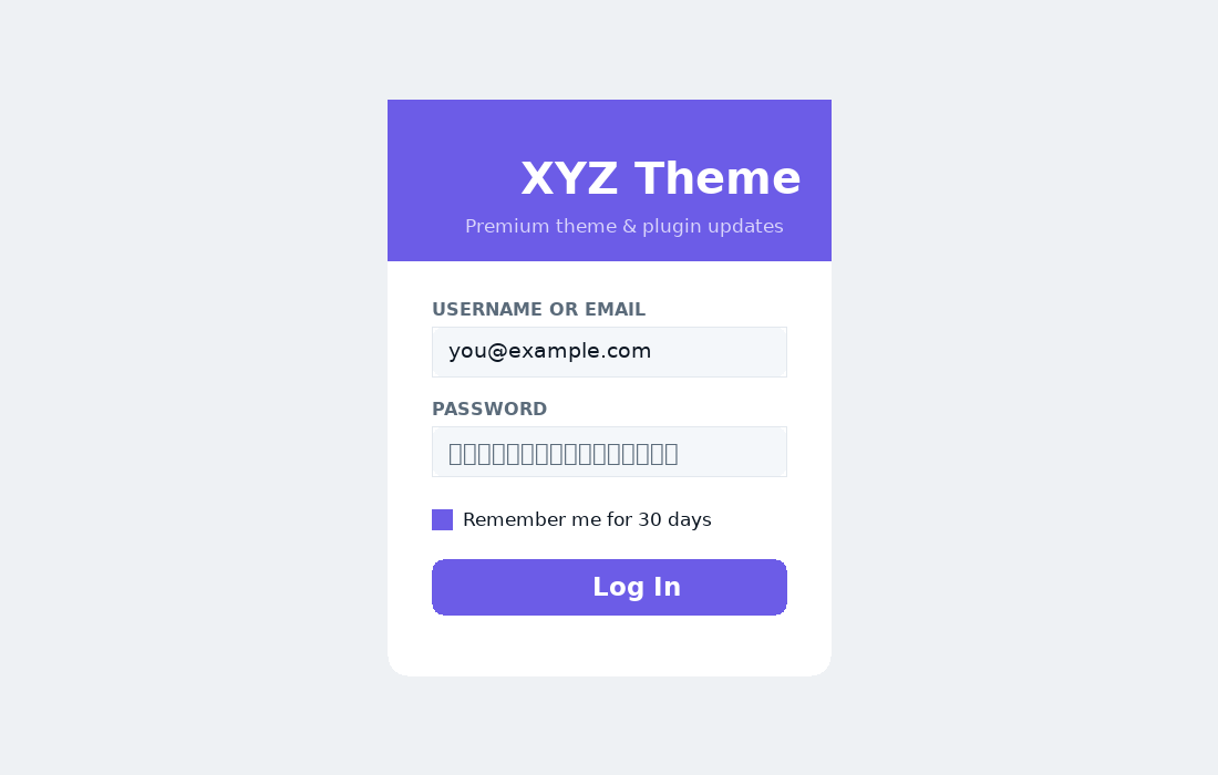 Login screen