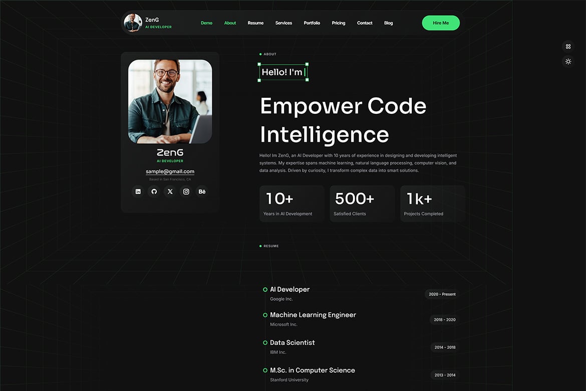 ZenG – Personal Portfolio WordPress Theme