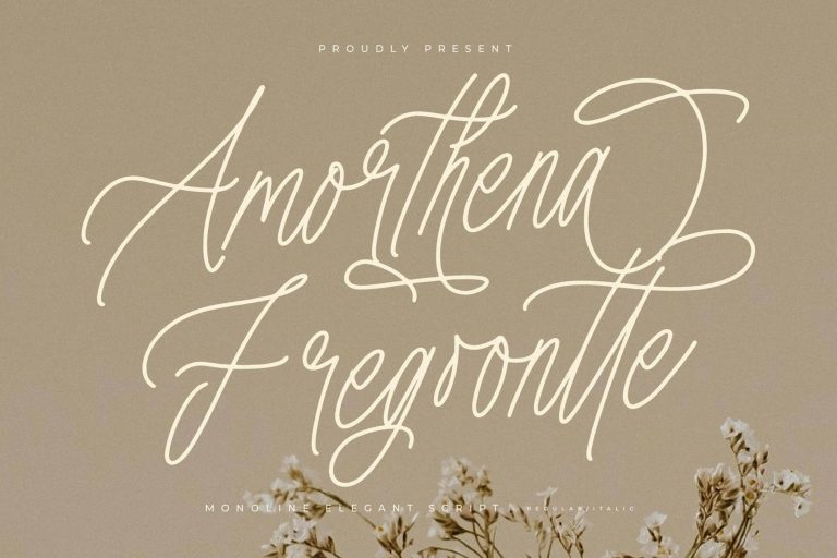 Amorthena Fregoontte Monoline Elegant Script Font