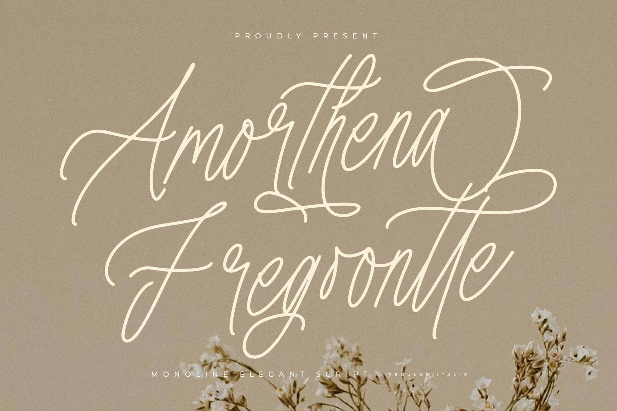 Amorthena Fregoontte Monoline Elegant Script Font