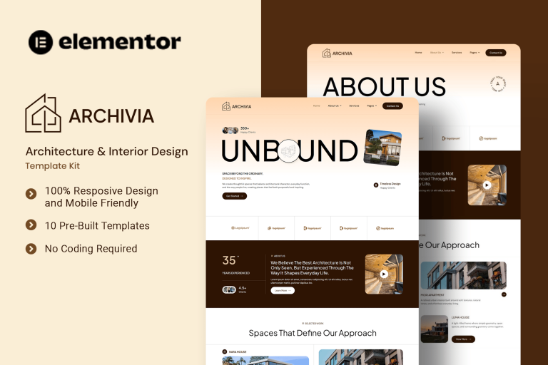 Archivia – Architecture & Interior Design Elementor Template Kit