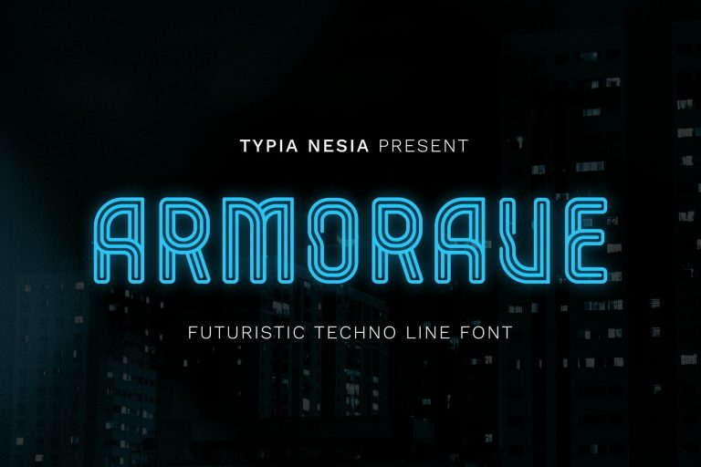 Armorave – Futuristic Techno Line Font