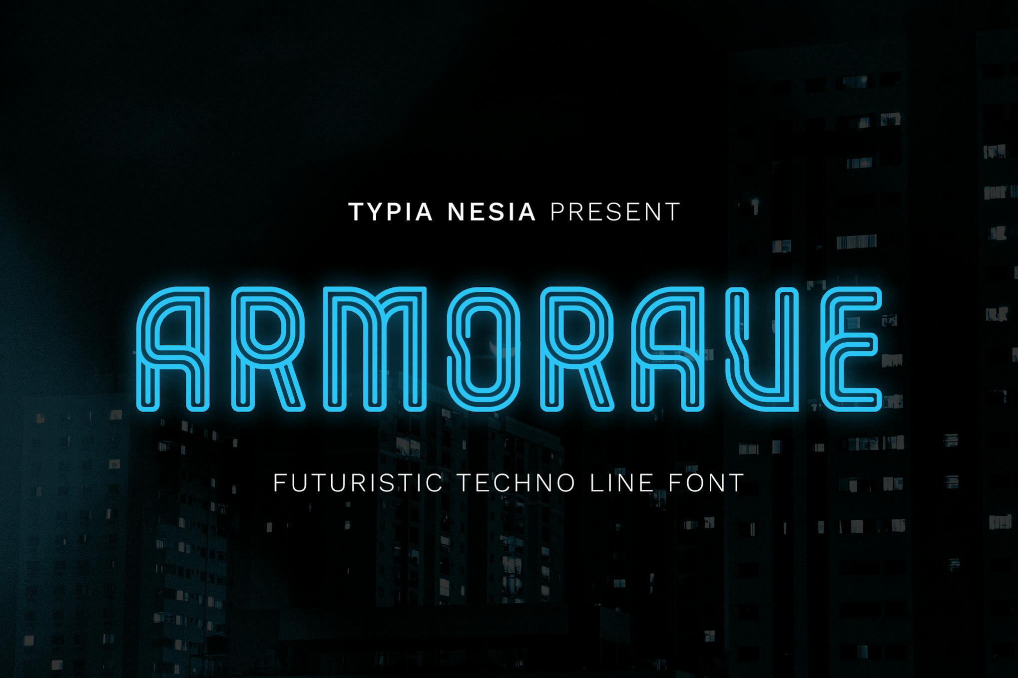 Armorave – Futuristic Techno Line Font