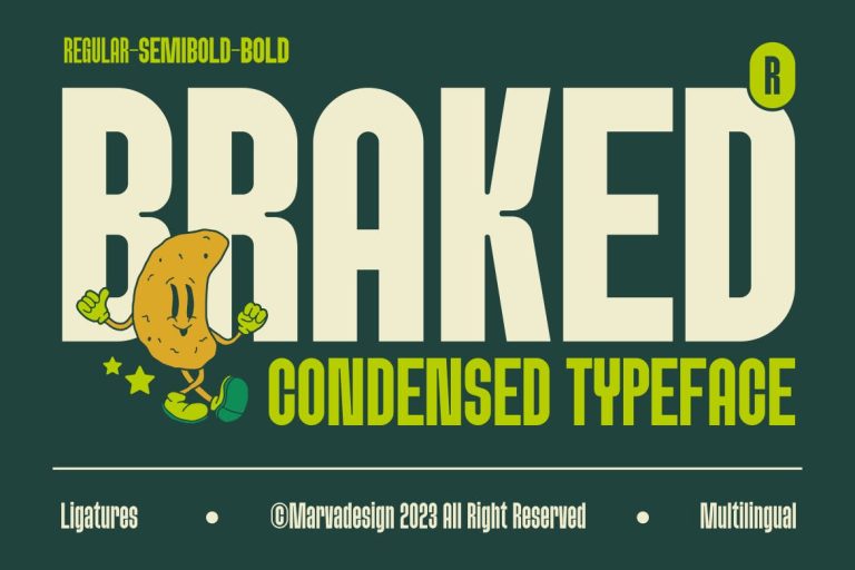 Braked – A Family Sans Condensed Font