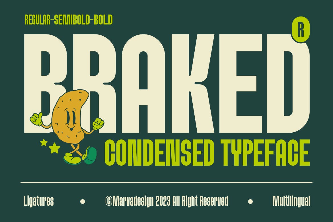 Braked – A Family Sans Condensed Font