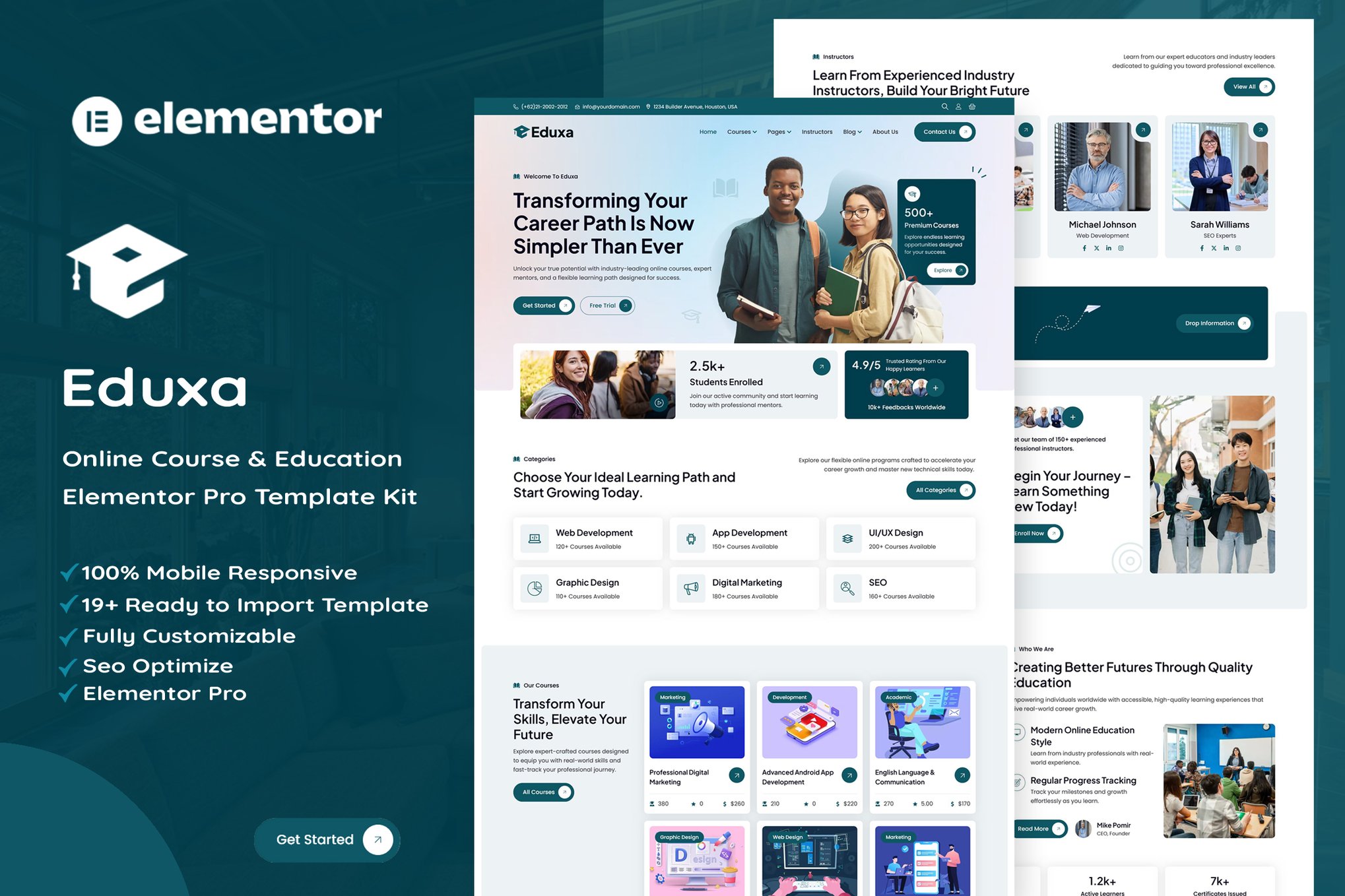 Eduxa – Online Course & Education Elementor Pro Template Kit