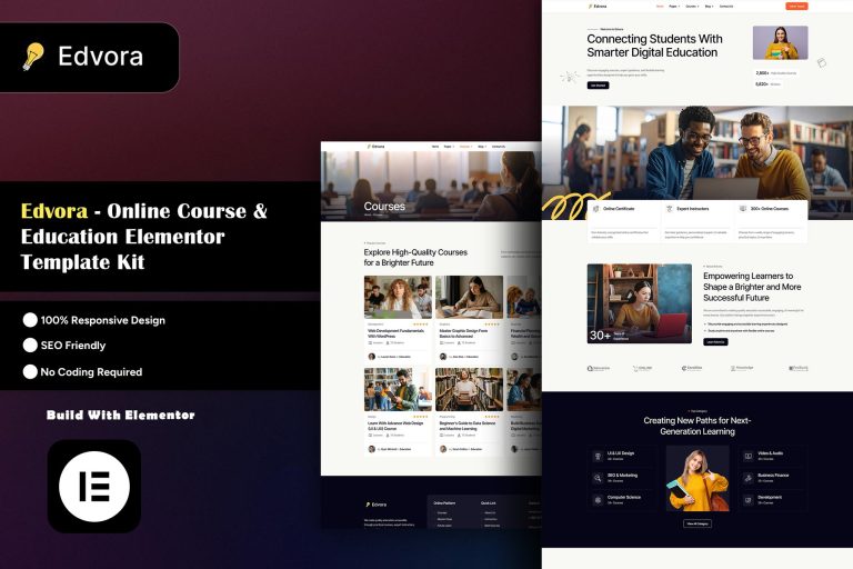Edvora – Online Course & Education Elementor Template Kit