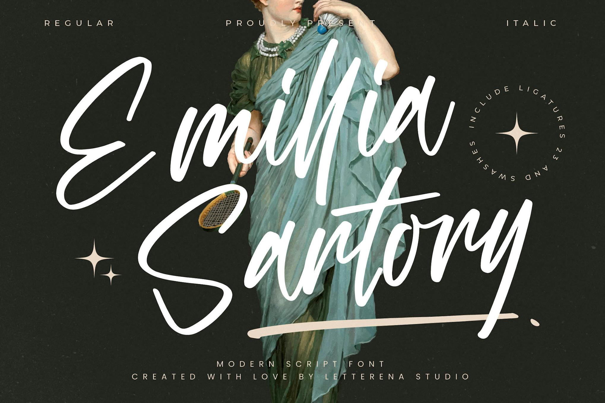 Emillia Sartory Moder Script Font