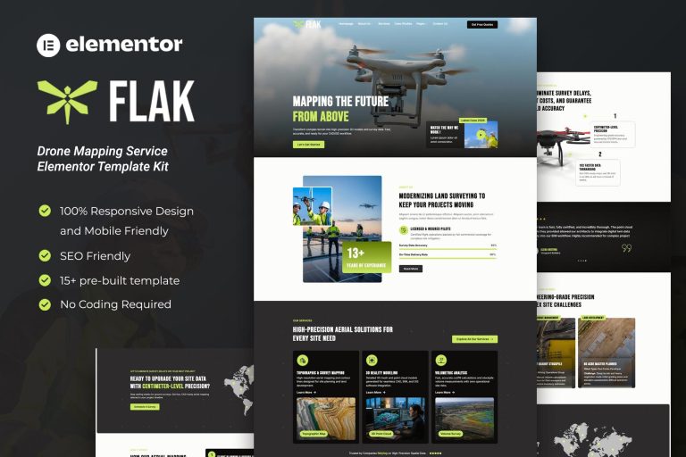 Flak – Drone Mapping Service Elementor Template Kit
