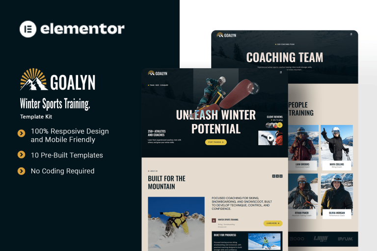 Goalyn – Winter Sports Training Elementor Template Kit