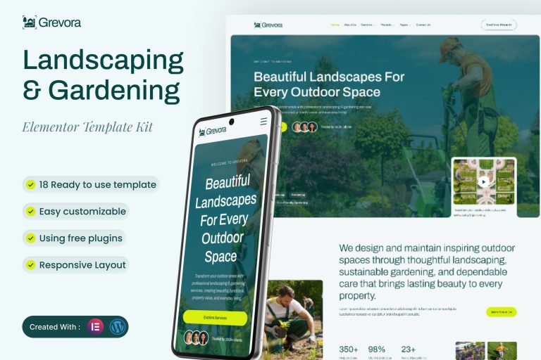 Grevora – Landscaping & Gardening Elementor Template Kit