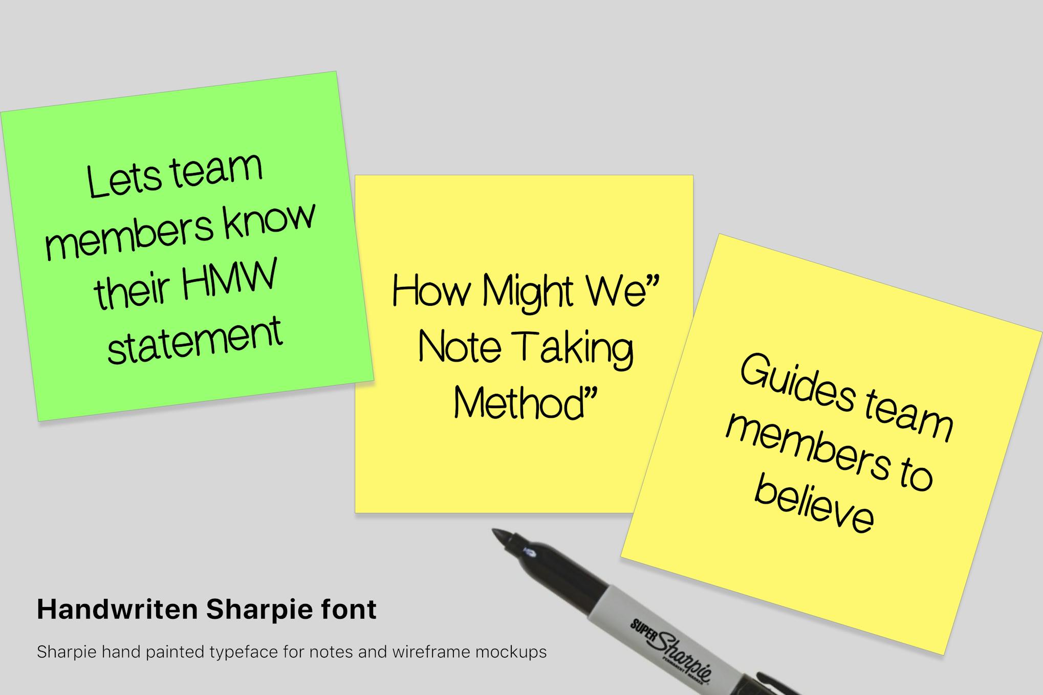 Handwritten font “Sharpie” for notes