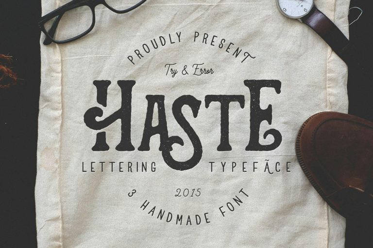 Haste – 3 Handmade Font
