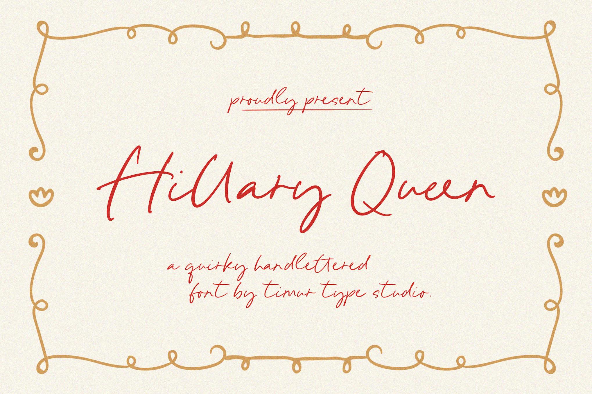 Hillary Queen – Quirky Handlettered Font TT