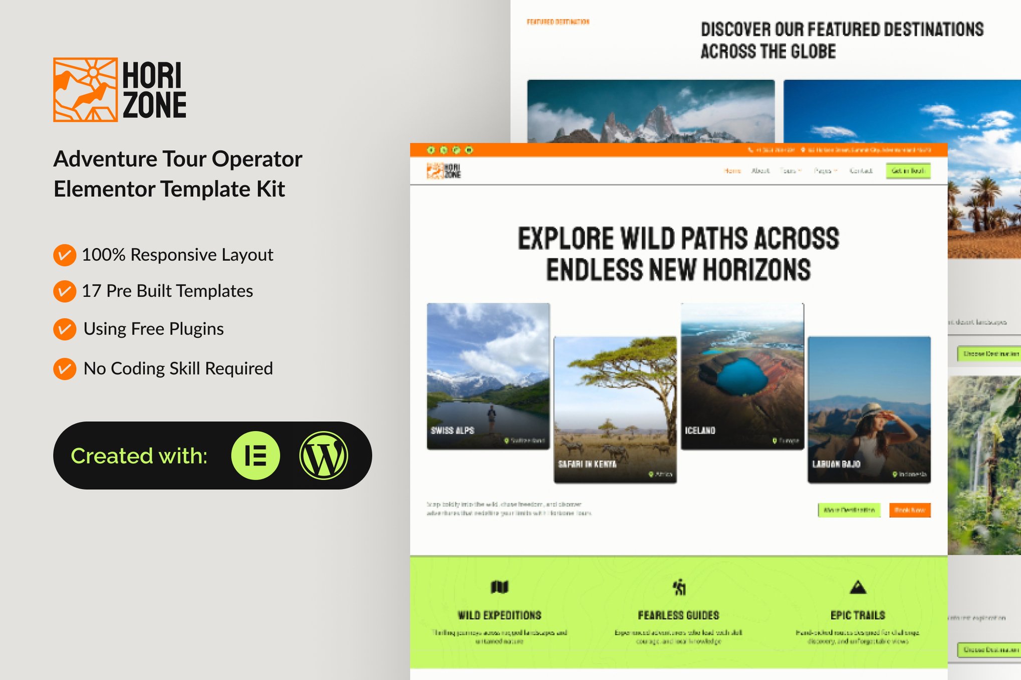 Horizone – Adventure Tour Operator Elementor Template Kit