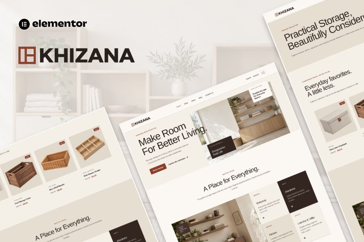 Khizana – Home Organization & Storage Elementor Pro Template Kit