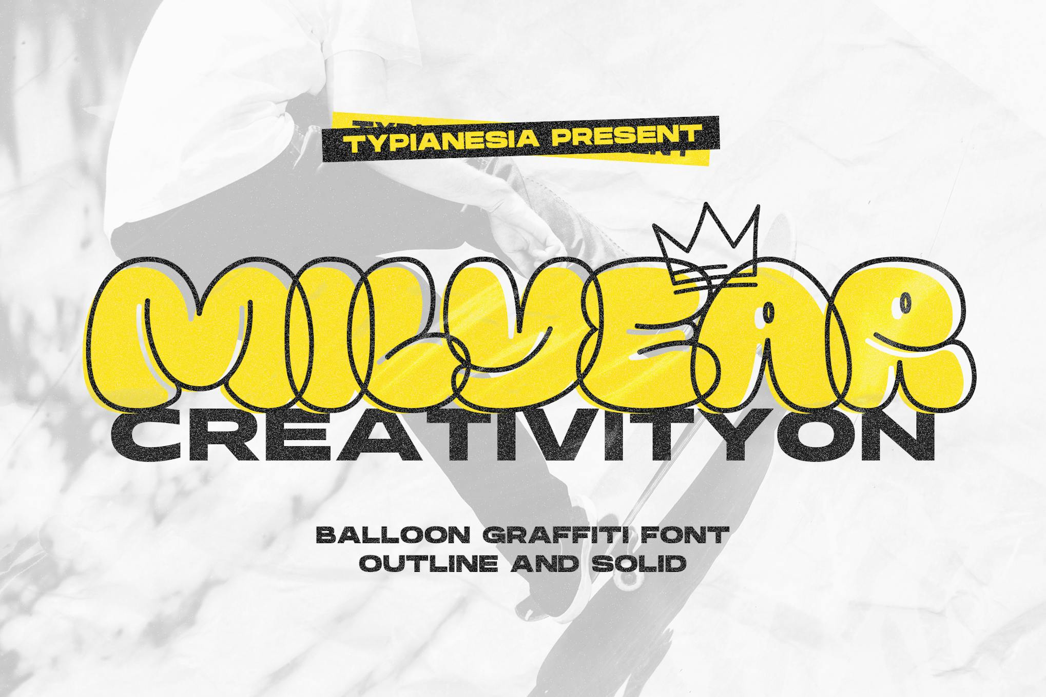 Milyear Solid – Balloon Grafiti Font