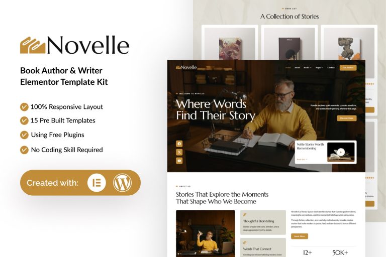 Novelle – Book Author & Writer Elementor Template Kit