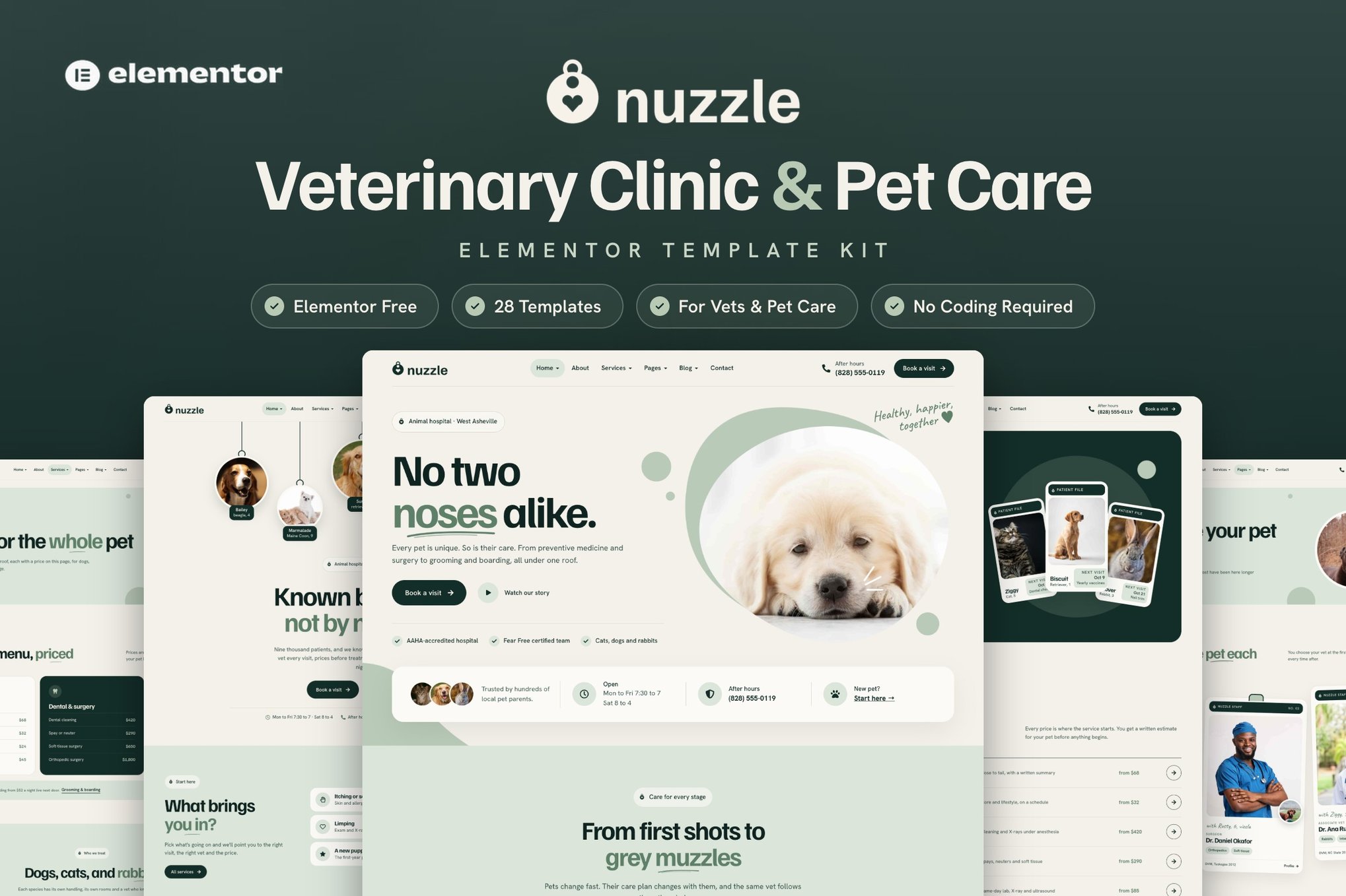 Nuzzle – Veterinary Clinic & Pet Care Elementor Template Kit