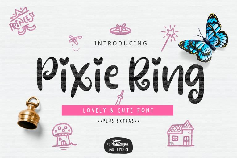 Pixie Ring Font with Illustrations