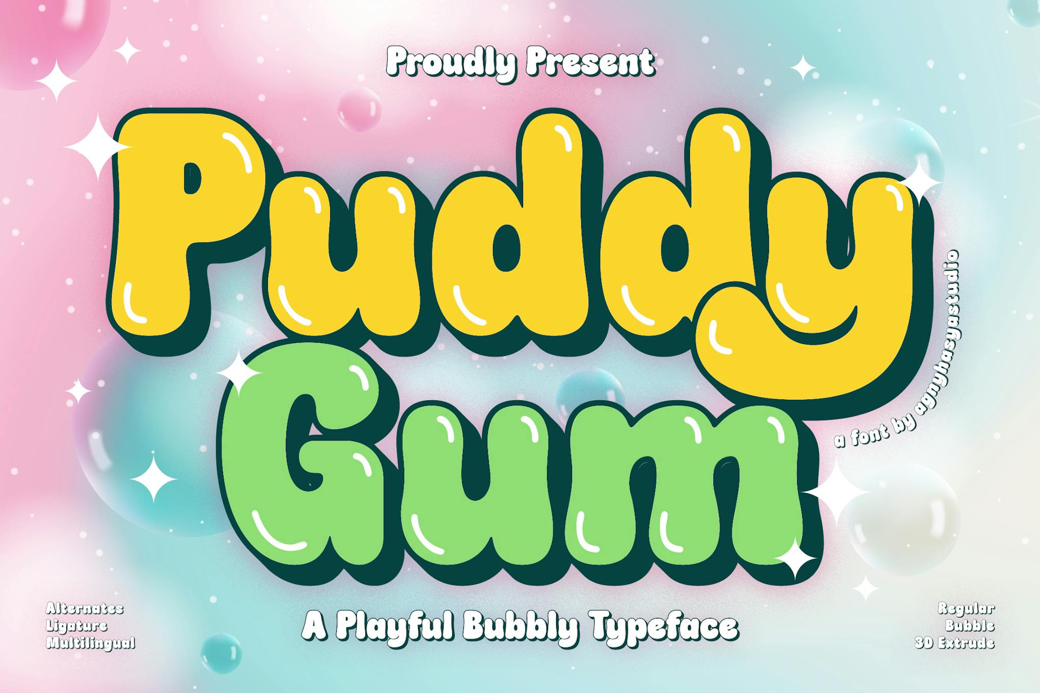 Puddy Gum – A Playful Bubbly Typeface