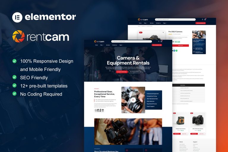 RentCam – Camera Rental Elementor Pro Template Kit