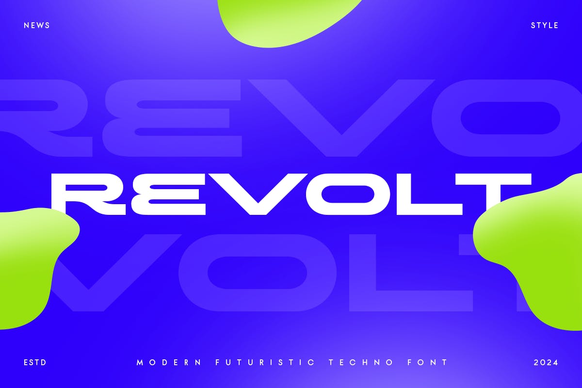 REVOLT – Neo Brutalism Futuristic Techno Font