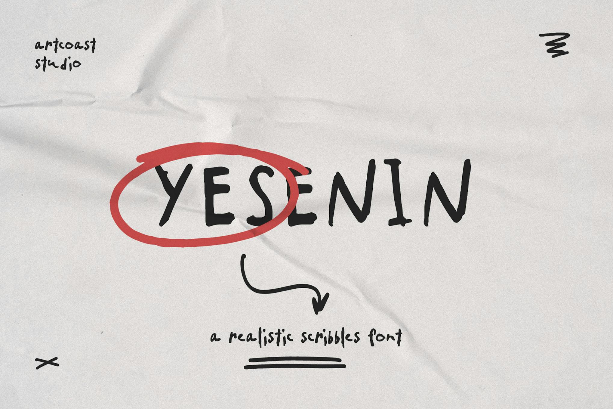 SA Yesenin Realistic Scribbles Font
