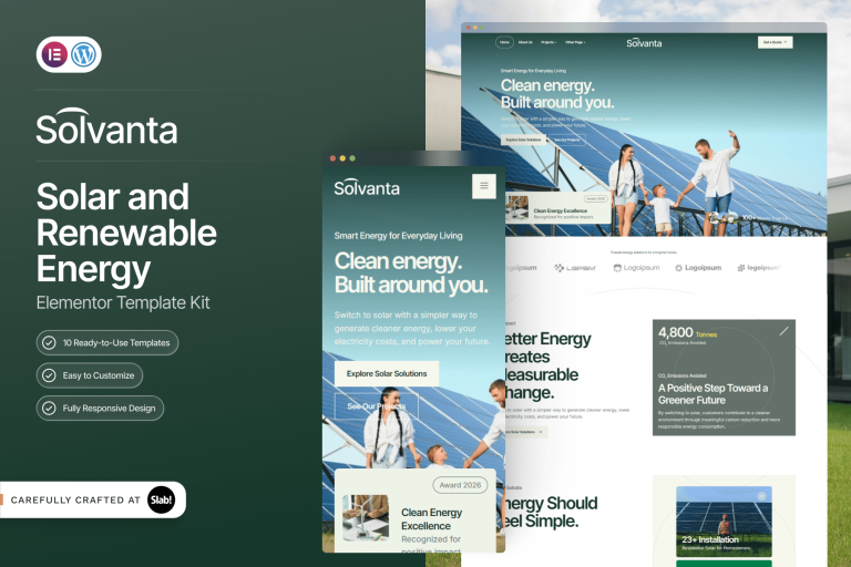 Solvanta – Solar & Renewable Energy Elementor Template Kit
