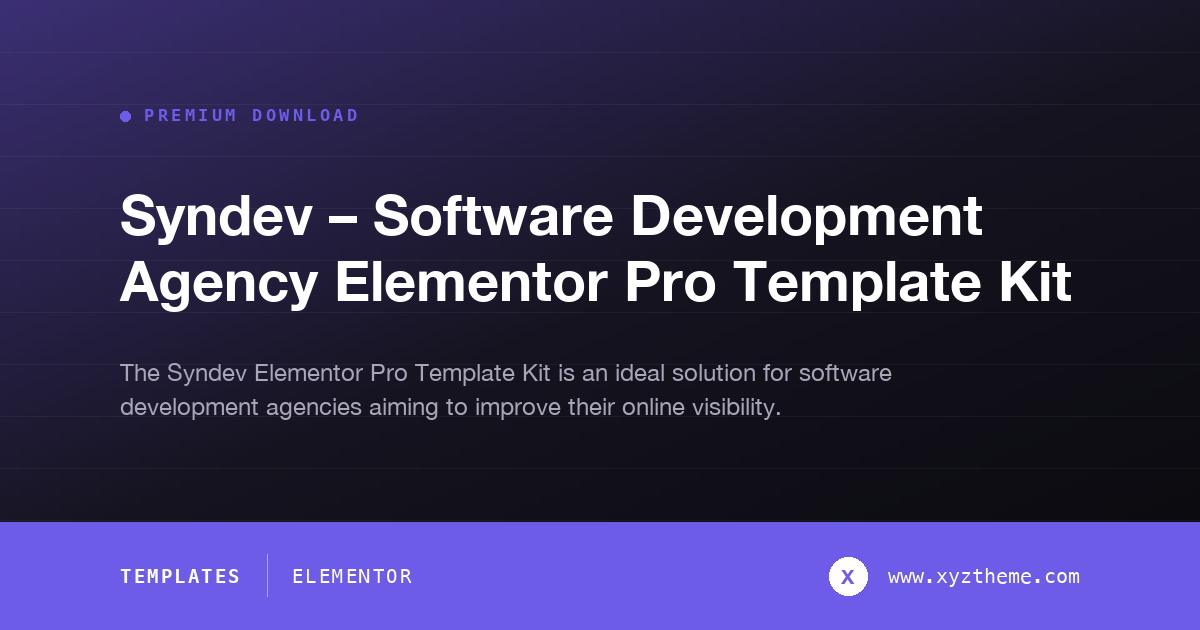 Syndev – Software Development Agency Elementor Pro Template Kit